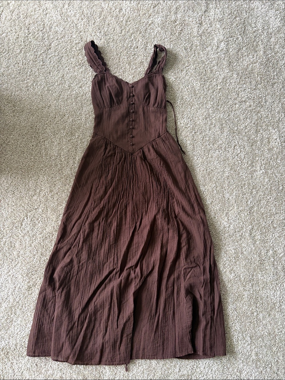 American Eagle Outfitters Mauve-Brown Maxi Dress with Button Front